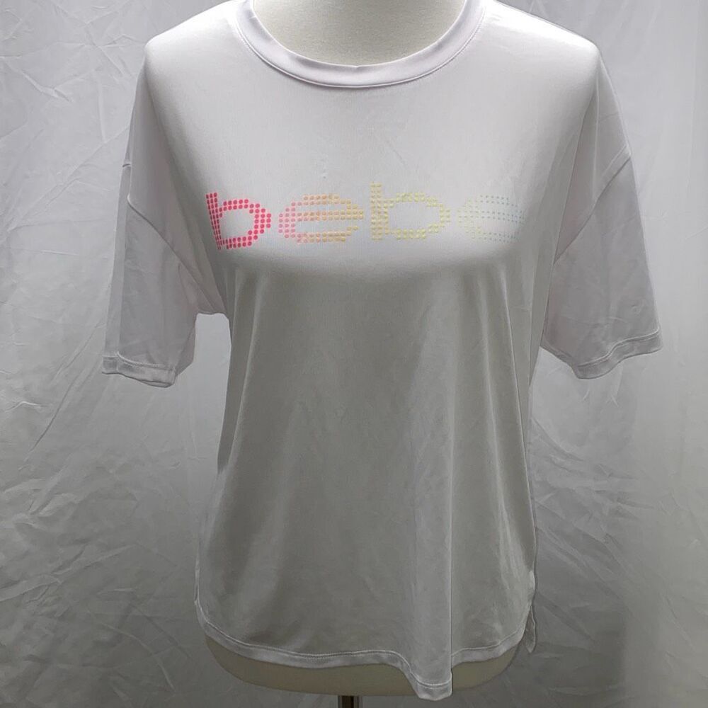 bebe rainbow logo sun/boat shirt rash guard Sz L